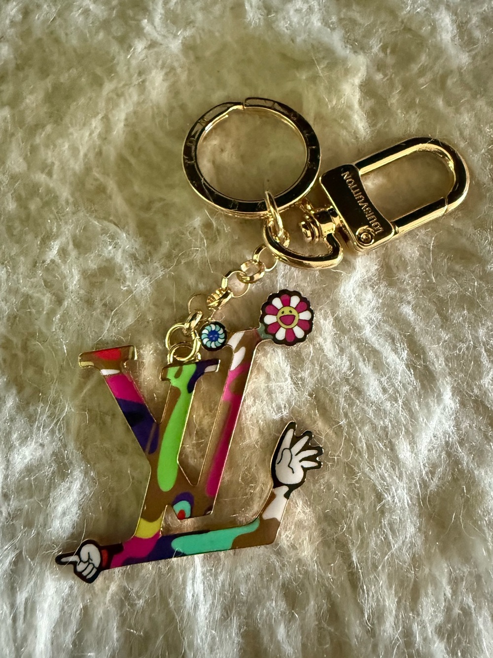 Louis Vuitton Multicolor LV Logo Bag Charm/ Key chain with Gold Hardware